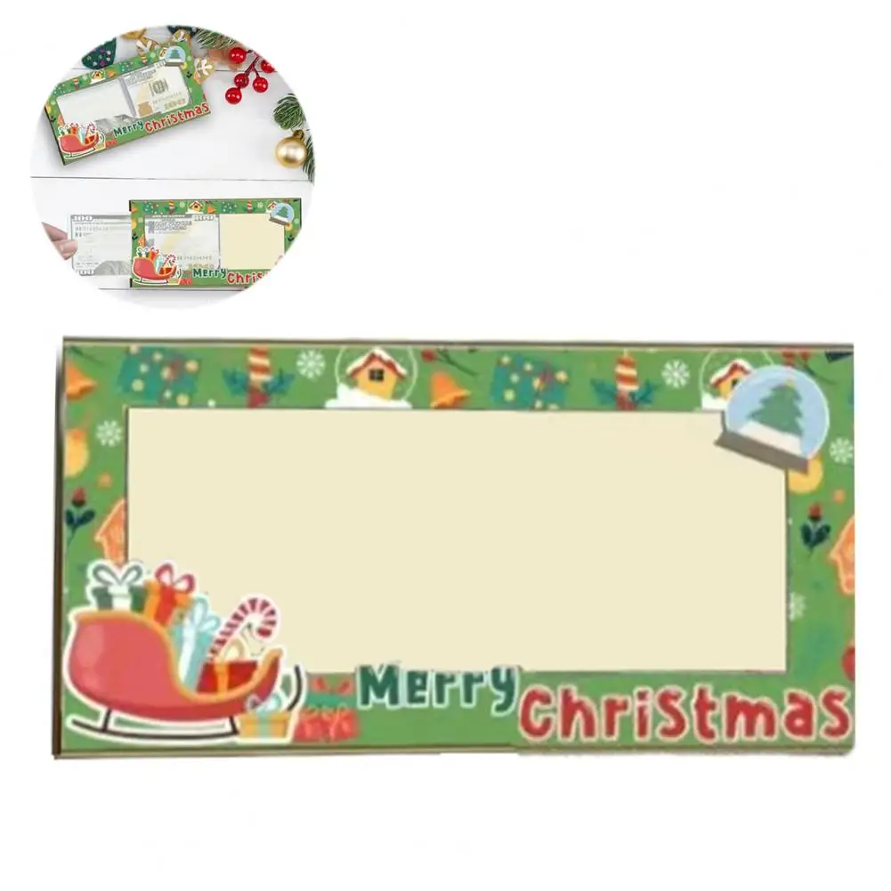 Christmas Decoration Wallet Holiday Gift Envelope Wooden Christmas Money Holder with Santa Clip Festive Cash for Holiday