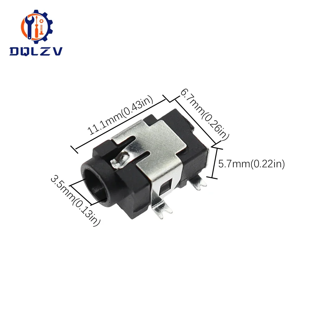 DC-031A 3.5*1.3MM Power Adapter Female Connector DC-031 DC031A 4Pin SMD SMT Power Jack Socket 3.5×1.3mm