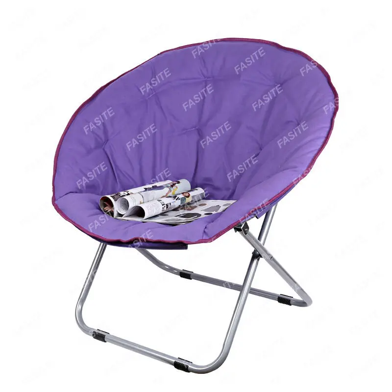 Folding Large Size Round Moon Saucer Camping Chair with Steel Frame Oxford Cloth Padded Seat Portable Moon Chair 7 Colors