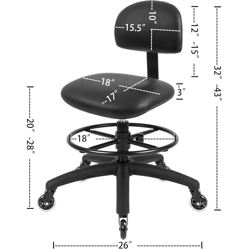 세척 가능한 패브릭 시트와 등받이가 있는 높이 조절이 가능한 의료용 스파 의자, 블랙