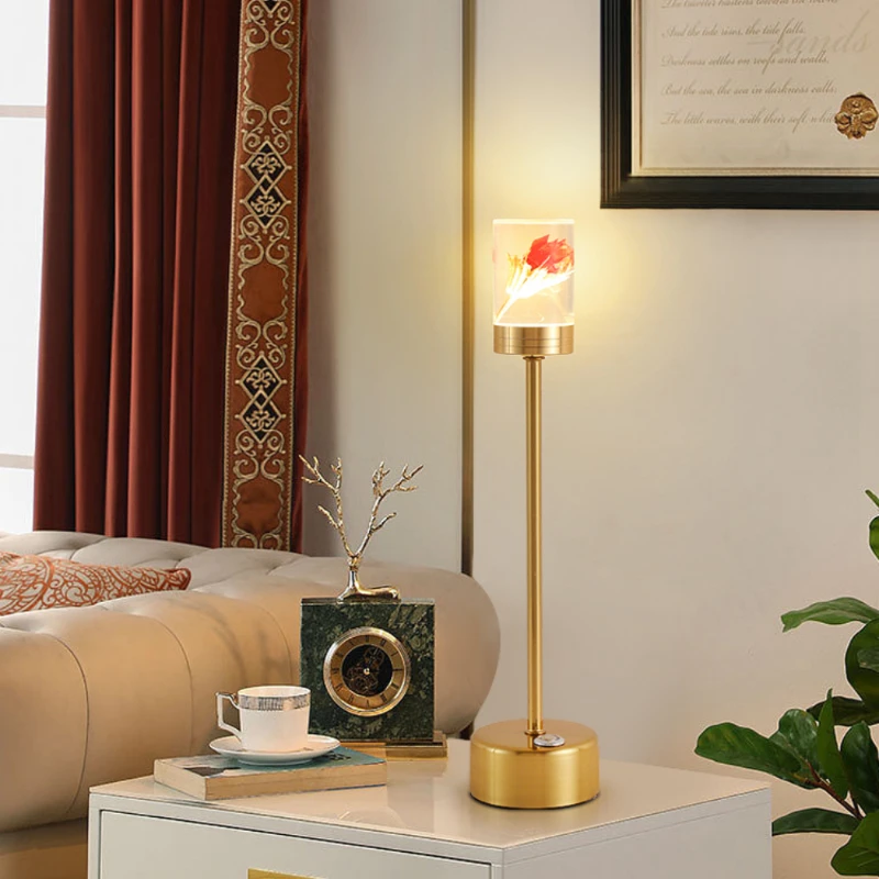 Bedroom bedside lamp, modern touch dimming charging, rose extremely simple, warm warm decorative table lamp