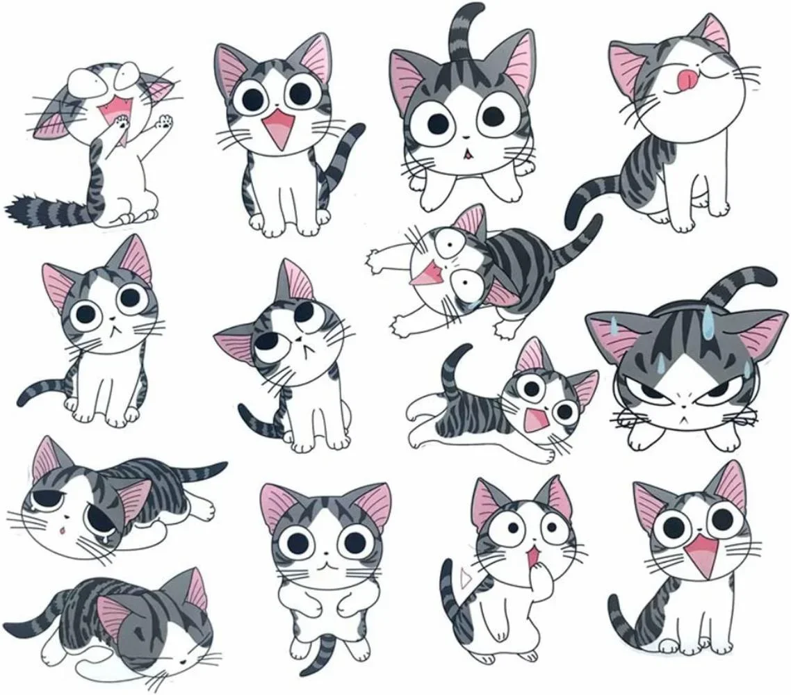 For Cute cat Stickers for Laptop Stickers Car Cartoon Water Bottle Vinyl Waterproof Cars Motorcycle Bicycle Skateboard Luggage