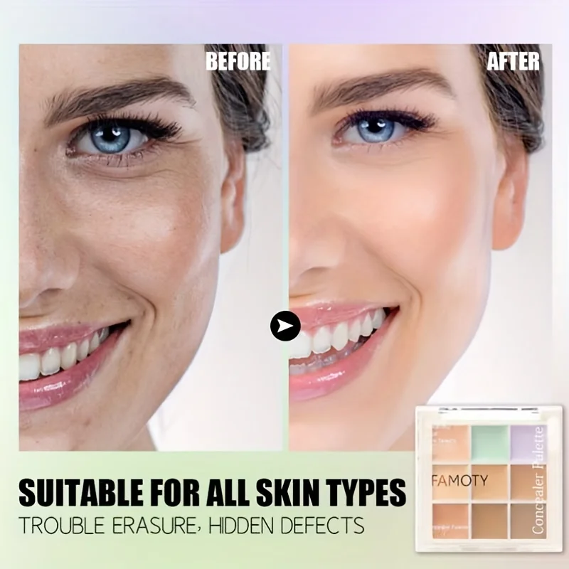 Tavolozza di correttori a 9 colori Correttore idratante impermeabile Crema che copre l'acne Cerchi scuri Base per il viso a lunga durata Cosmetico