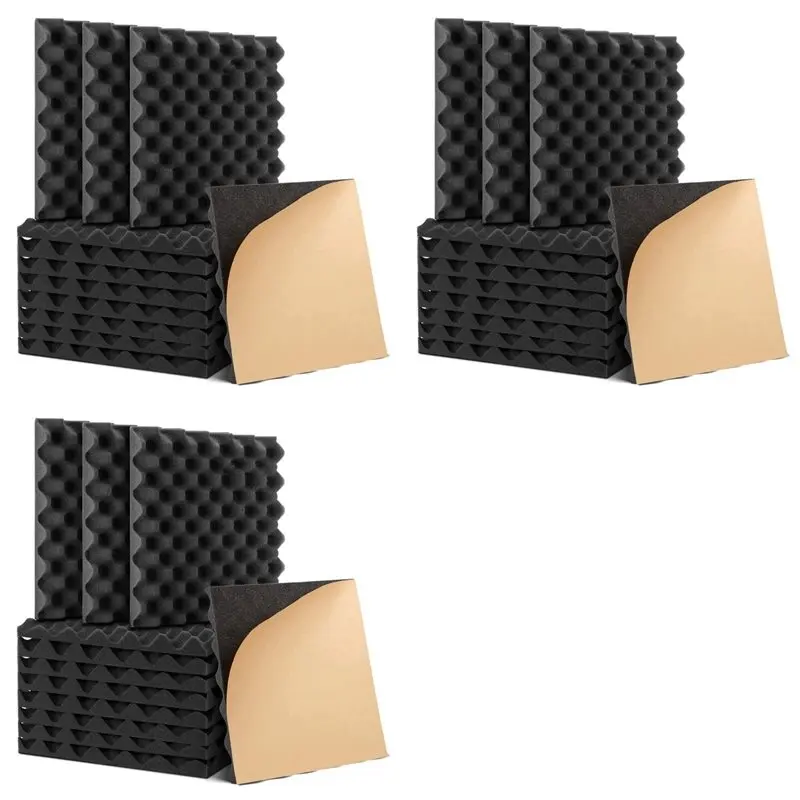 

LLCS-36 Pack Self-Adhesive Sound Proof Foam Panels, High Density Soundproof Wall Panels Egg Crate Sound Panels - 1X12x12in