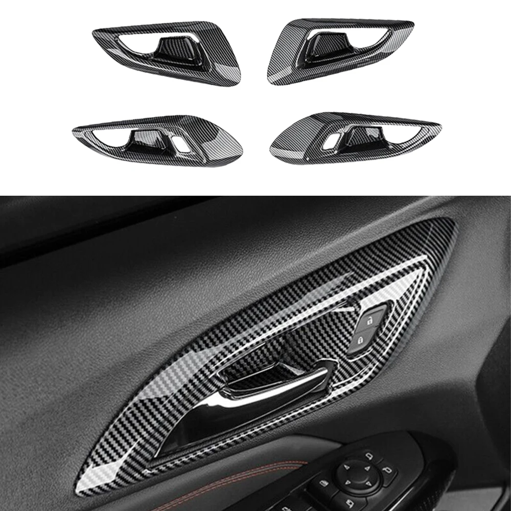 

4pcs Car Door Handle Bowl Panel Cover Trims For Trax 2023-2024 Carbon Fiber Texture Auto Inside Door Handles Interior