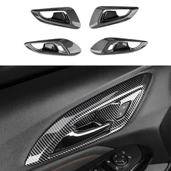 4pcs Car Door Handle Bowl Panel Cover Trims For Chevrolet Trax 2023-2024 Carbon Fiber ABS Auto Interior Inside Door Handles LHD