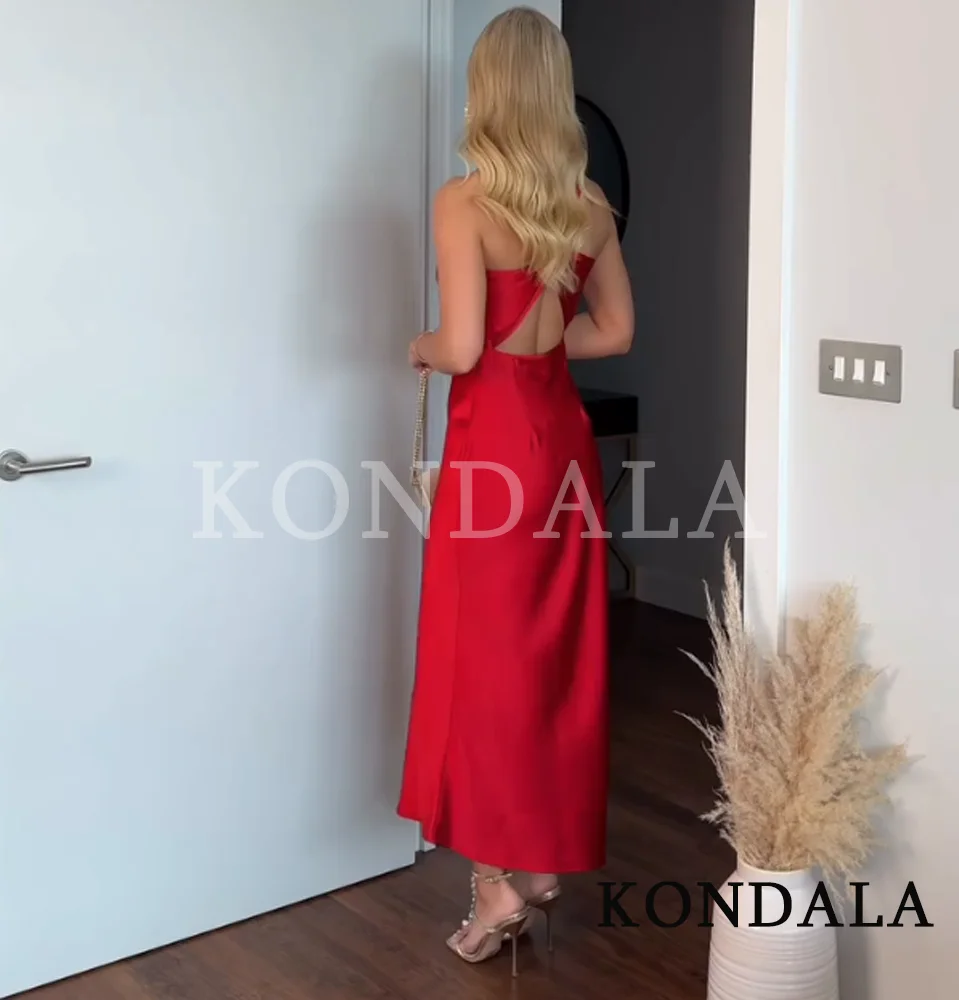 Sukienka satynowa KONDALA na przyjęcie świąteczne, długa, z jednym ramiączkiem, asymetryczna, dopasowana, elegancka sukienka damska na kolację, moda 2025.