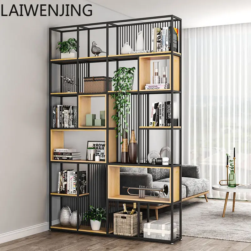 

HLZ wrought iron rack floor office screen partition cabinet hollow display stand
