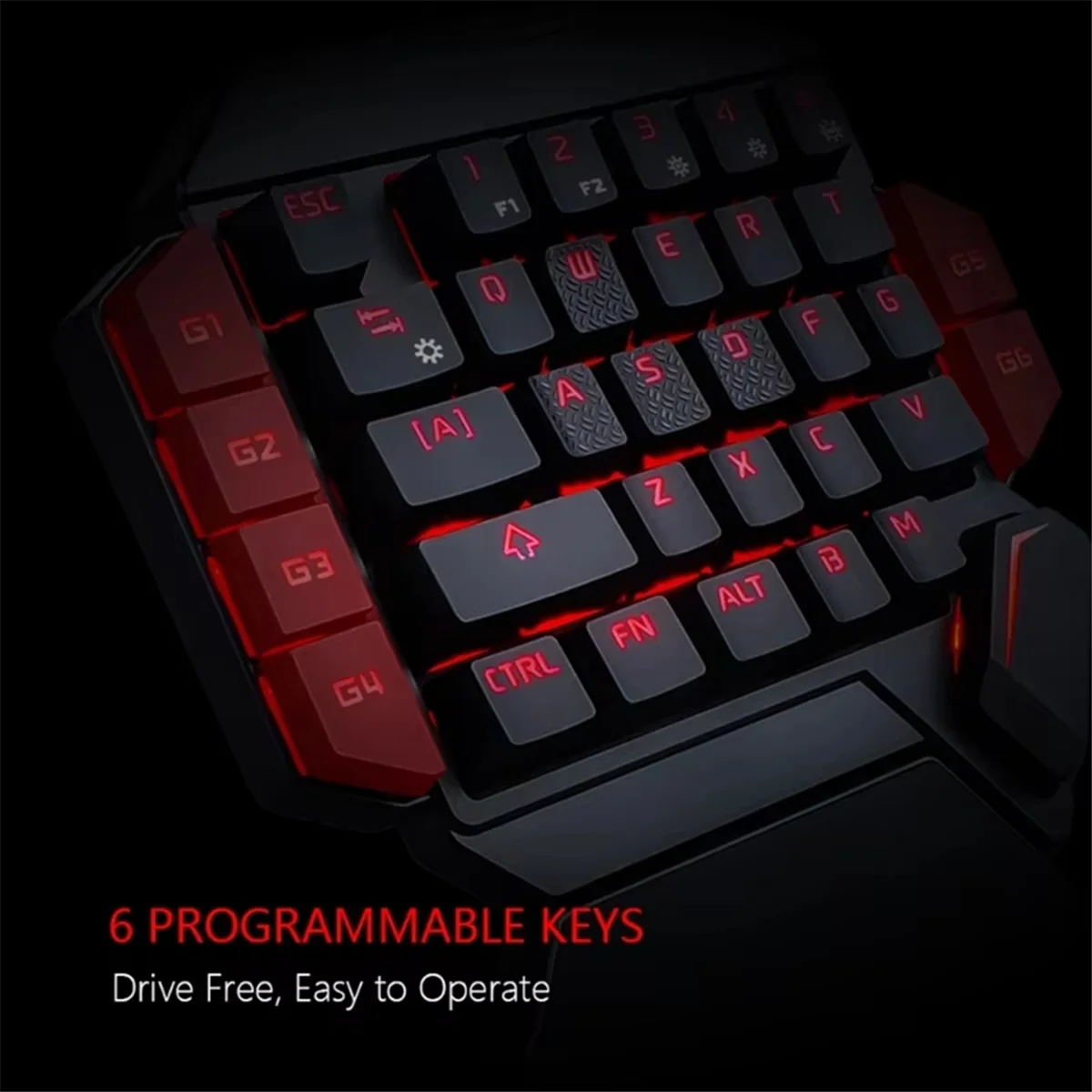 新しいゲーミングキーボード片手 USB 有線 35 キー人間工学 RGB バックライトミニキーボードラップトップデスクトップ PC スマートフォン用