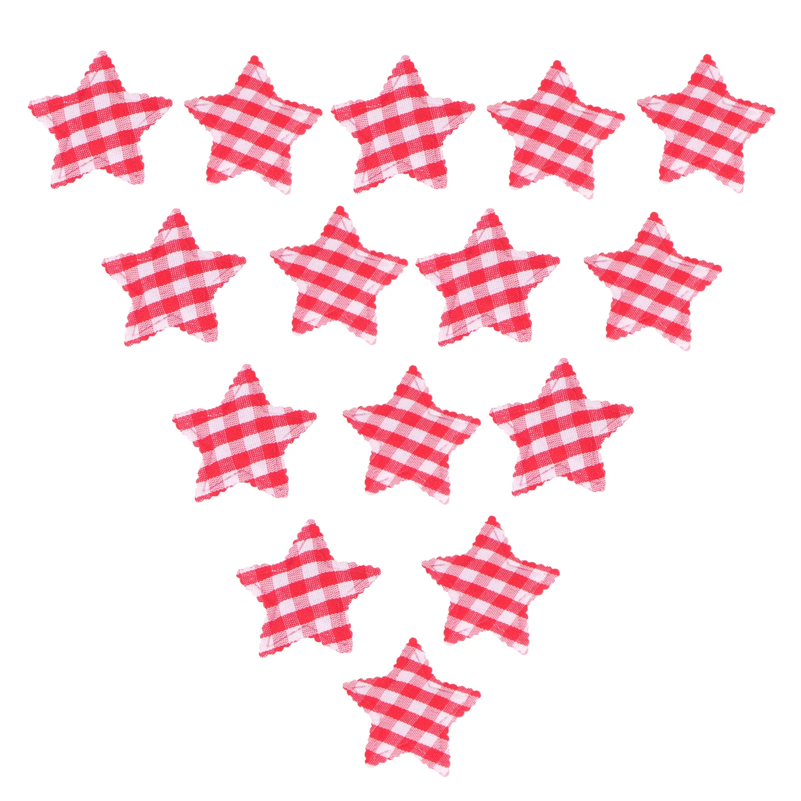 

50Pcs Embossed Stars Decoration Red Lattice Cloth Pendant for Christmas Tree Wall Window Fireplace Home Party Festival Ornament