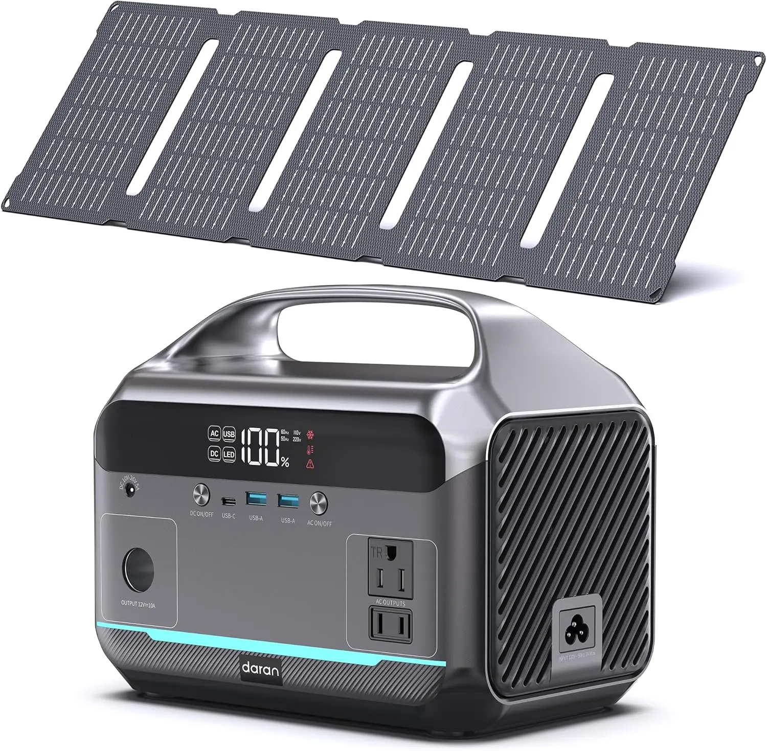 

Portable Power Station with 40W Solar Panel, 288Wh (90,000mAh) LiFePO4 Battery, 350W (600W Peak) Solar Generator, 2.1Hrs Charing