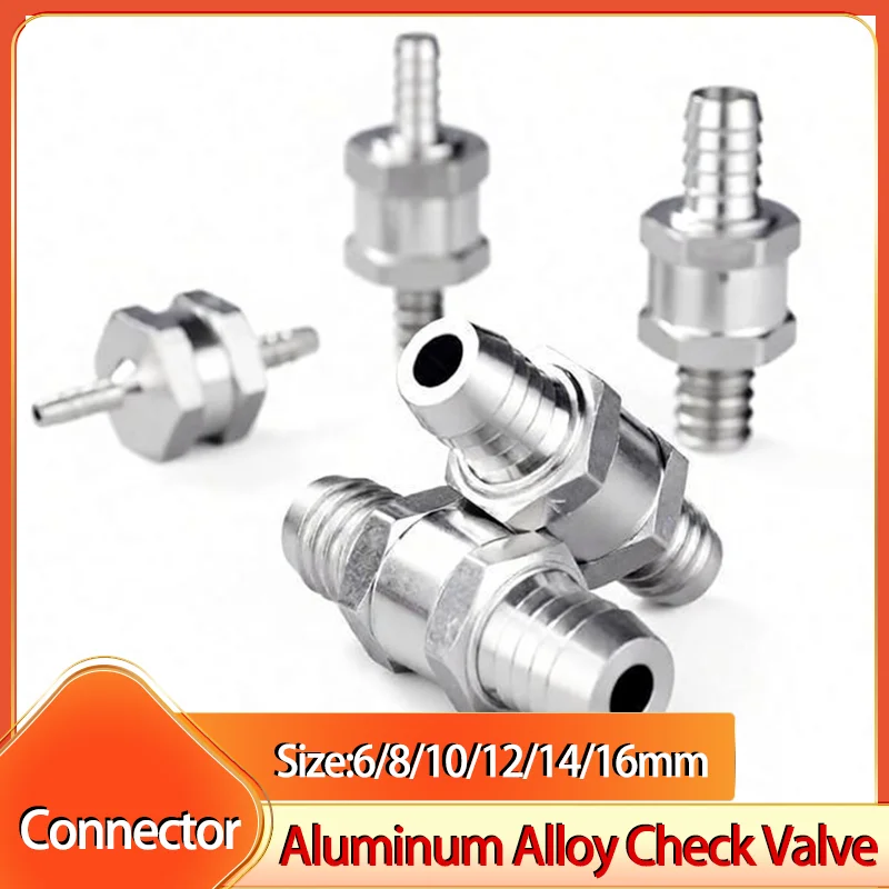 

6-16mm Aluminum Alloy One-Way Check Valve, Flared Fitting for Fuel/Air/Water Tubing, 1/5pcs Non-Return Valve for Pipe Systems