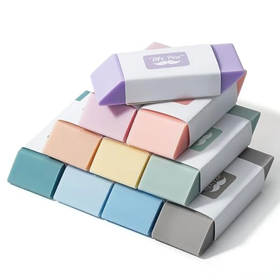 - Pencil Erasers, 10 Pack, Morandi Colors Soft Rubber Pencil Erasers for School, Office, Art Sketching, Homework, Exams, Clean
