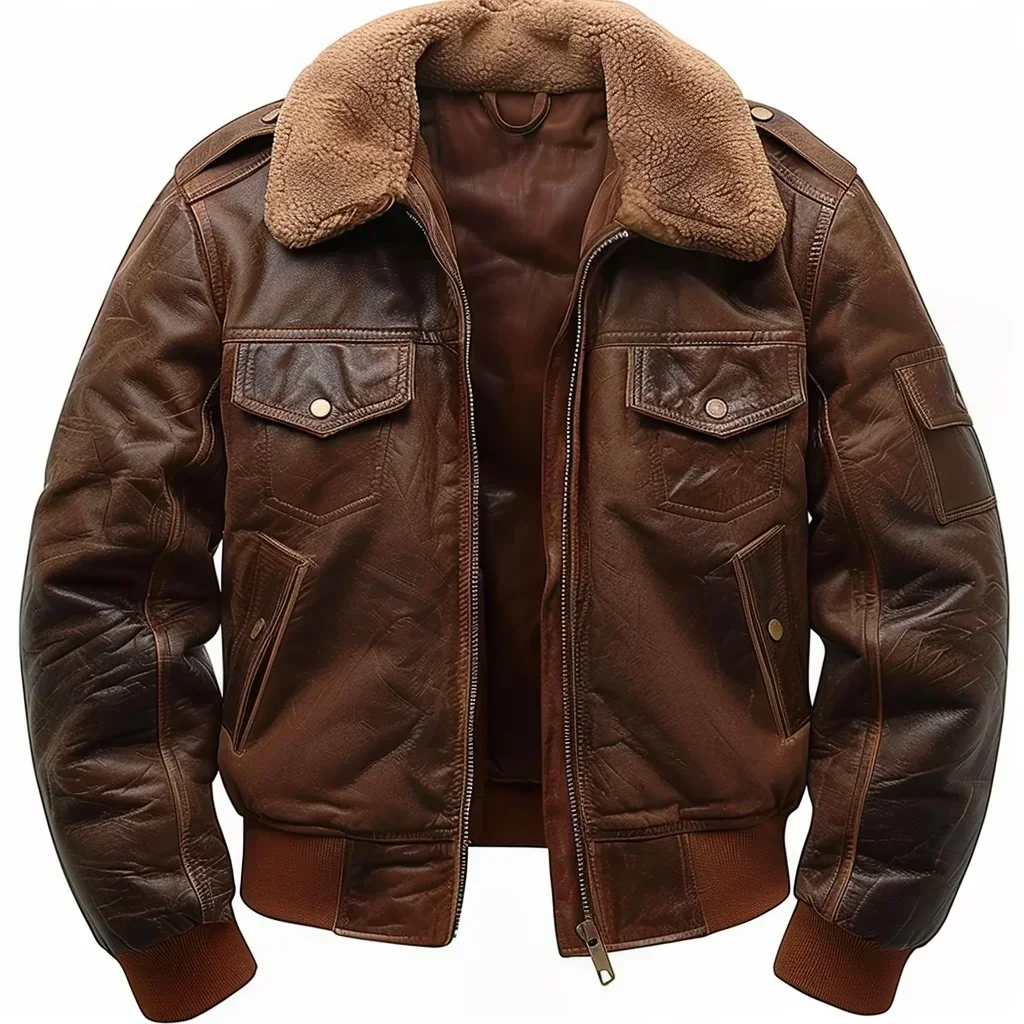 Vintage Leather Aviator Jacket for Men