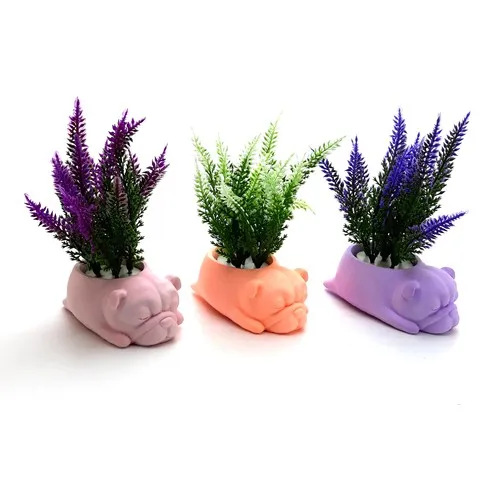 Solid Decor Scented Puppy In Pots 3 Lavender