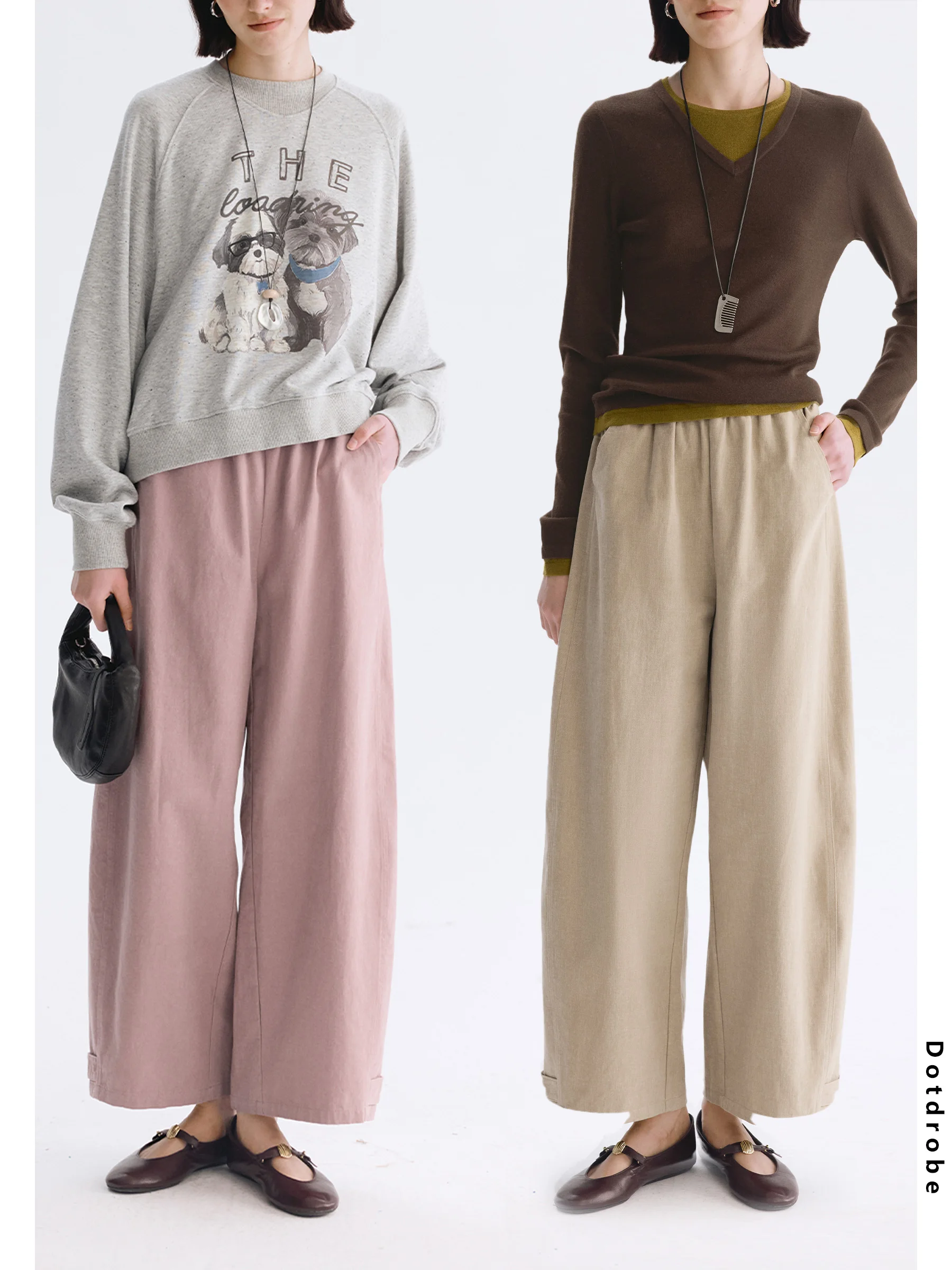 

Женские повседневные брюки DotDrobe из чистого хлопка с эластичным поясом, утягивающие, без глажки, весна 2026, с зауженной талией