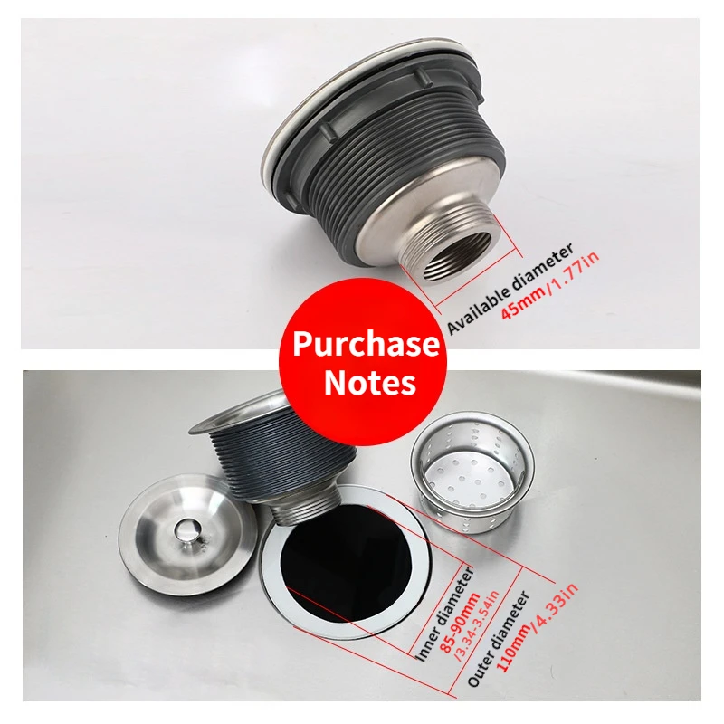 1PC Stainless Steel Sink Drain Basin Drainer Waste Strainer Plug Removable Waste Basket Sealing Lid Kitchen Bathroom Accessories