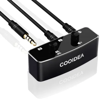 Cooidea-Commutateur audio stéréo avec bouton muet, 1 entrée 2 sorties ou 2 entrées 1 sortie, 3.5 pôles, compatible avec TS TRS TRRS, 3/4mm