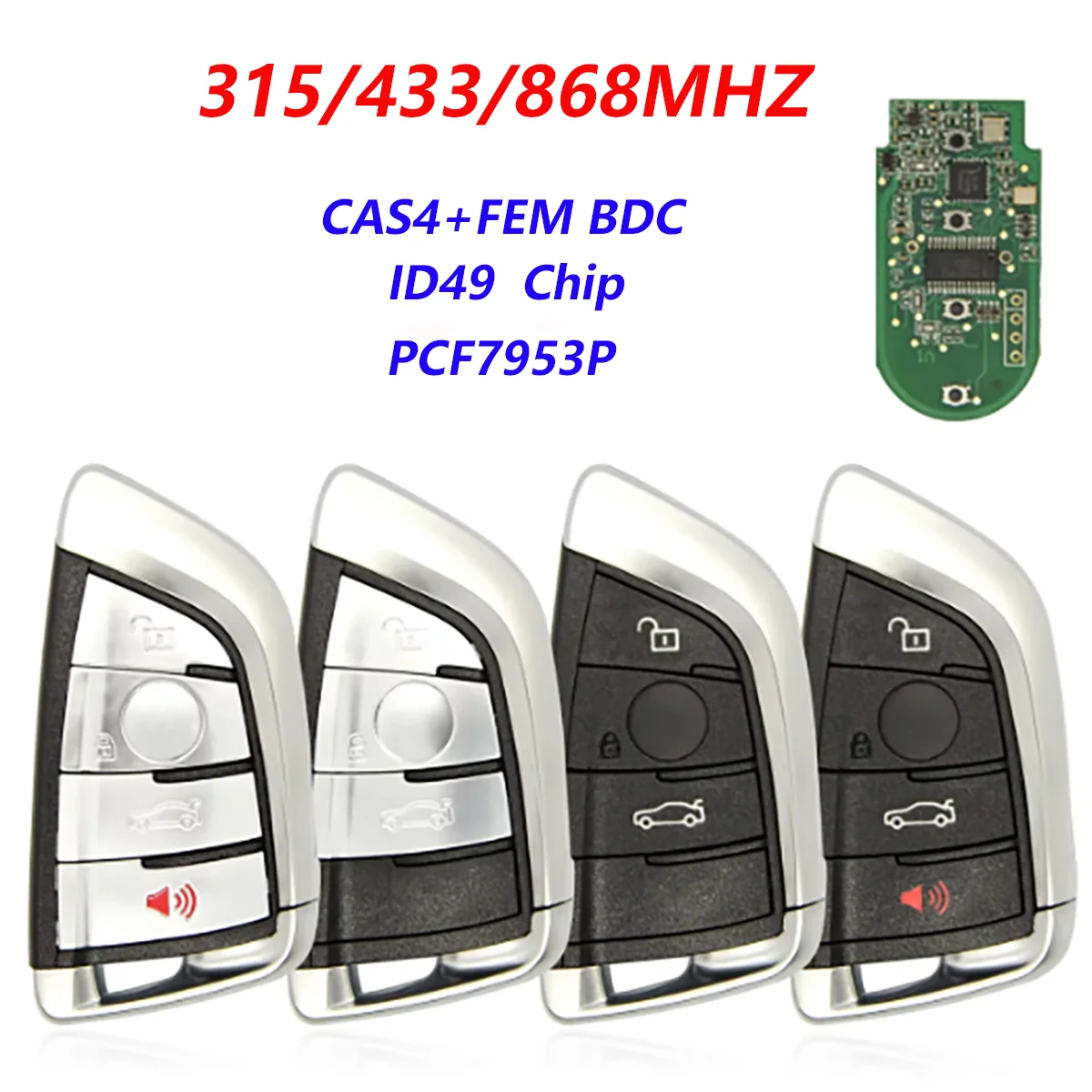 

Keyless Go Car Key Fob For BMW 1 3 5 7 Series X1 X3 X5 X6 X7 F CAS4 CAS4+ 2011-2017 PCF7945 4 Button 315/434/868MHZ