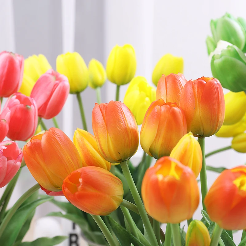 5 stücke Künstliche Tulpen Blumen Real Touch Rosa Hohe Qualität Luxus Silikon Gefälschte Blume Hause Zimmer Hochzeit Dekoration Braut Bouqu