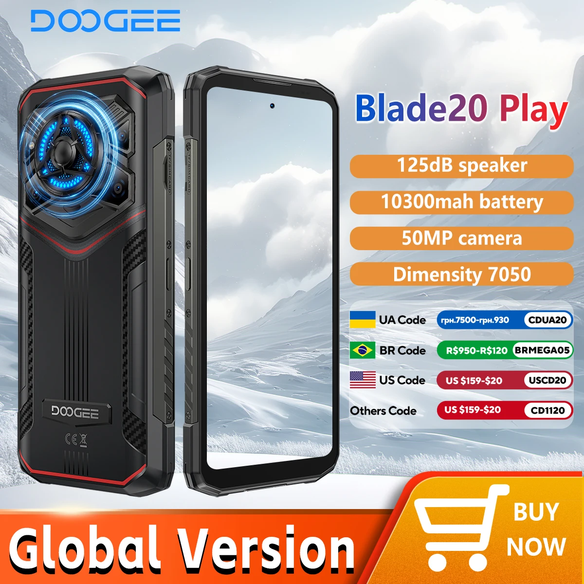 DOOGEE Blade20 Play 5G Rugged Smartphone Android 15 Gemini Al 10300mAh Battery 6.6'' Display AI Camera Mobile phone