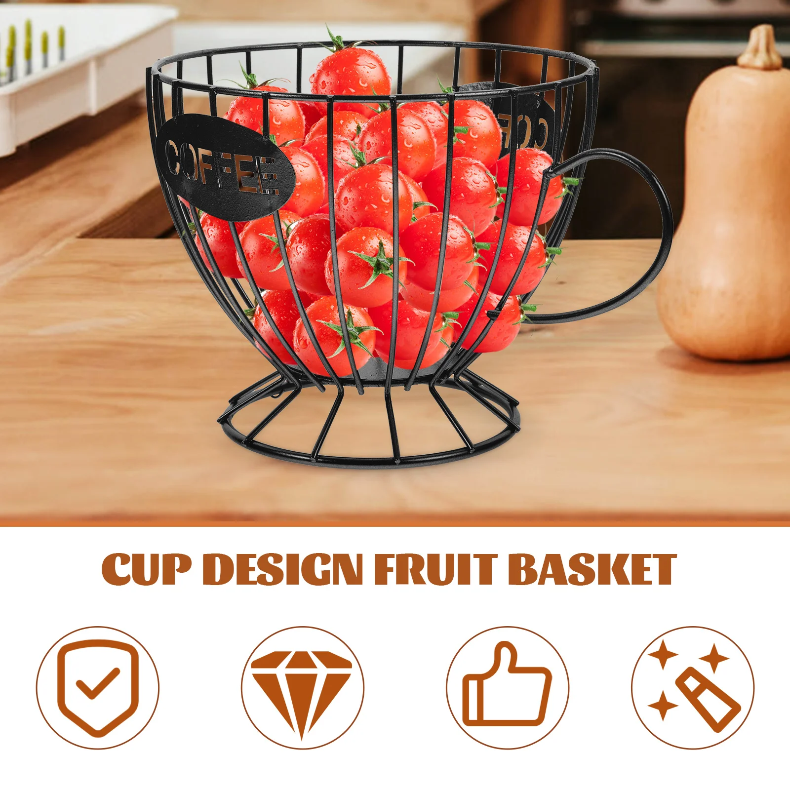 

Coffee Bag Holder Round Iron Basket Storage Container Kitchen Baskets Tray Practical Rack Coffee Organizer