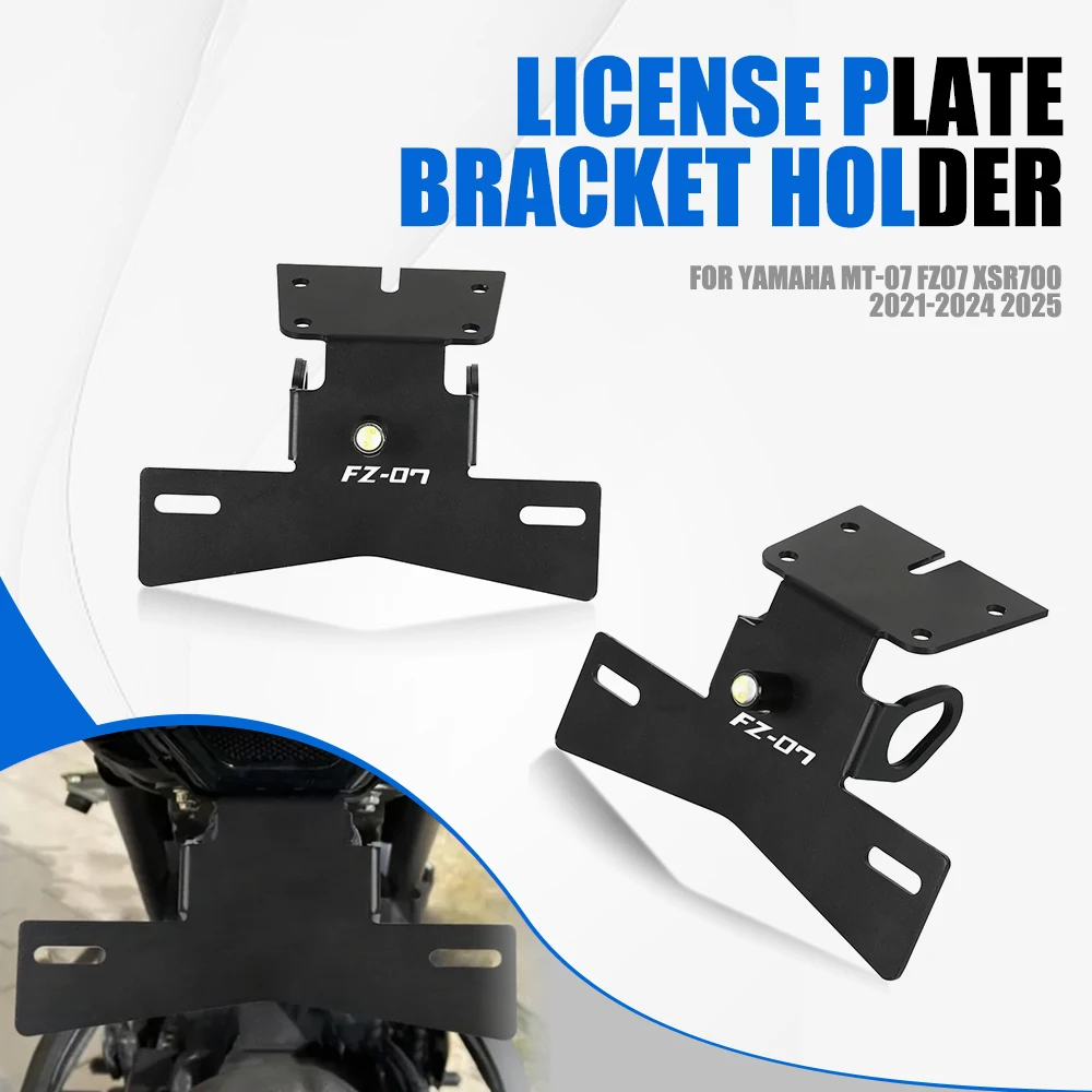 

For YAMAHA MT-07 MT07 FZ07 XSR700 2021-2024 2025 License Plate Holder Bracket Plate With LED Light Tail Tidy Fender Eliminator