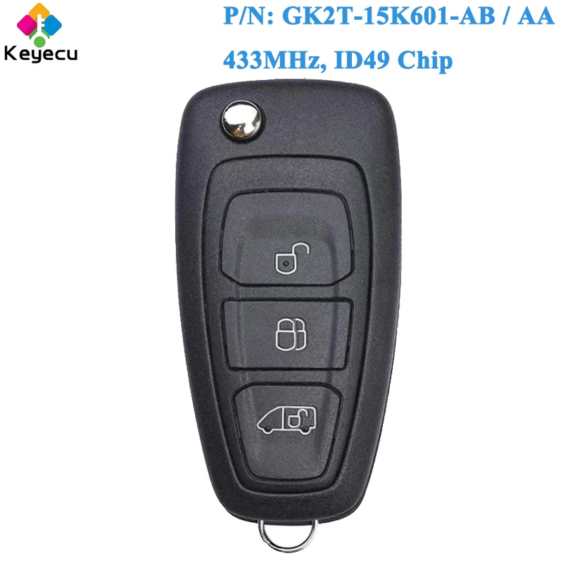 

KEYECU Car Flip Remote Key for Ford Tourneo Transit Custom 2015-2020 Fob GK2T-15K601-AB / AA A2C94379403 433MHz ID49 Chip