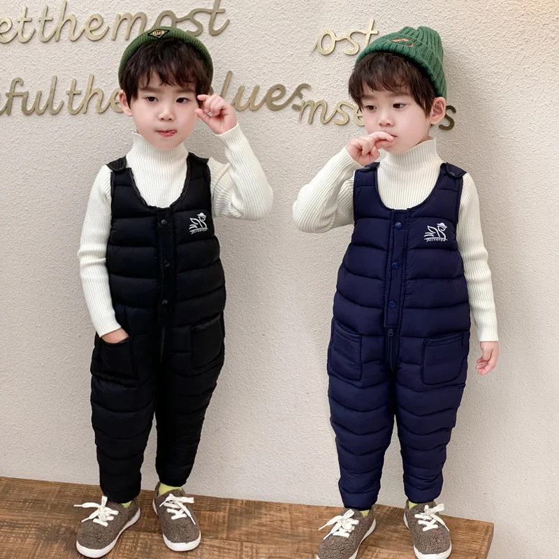 Kids Casual Rompers 2023 Girls Down Pants Children Winter Warm Down Pants Fashion Snow Trousers Boys Windproof Sweatpants