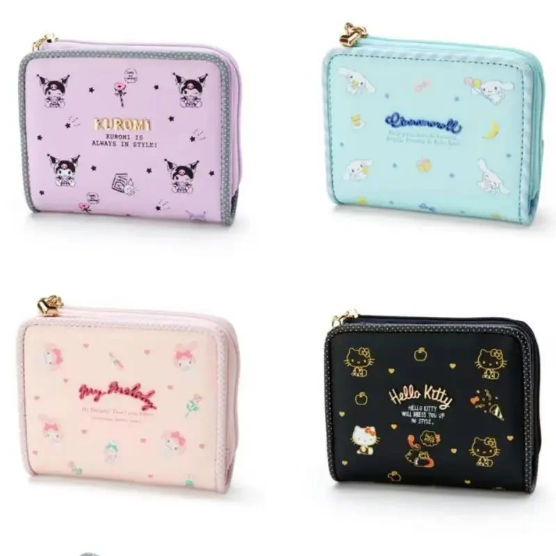 PU Kuromi Hello Kittys Portemonnee Kant Cinnamoroll My Melody Card Pack Portemonnee Korte Stijl Leuke Cartoon Tassen voor Vrouw