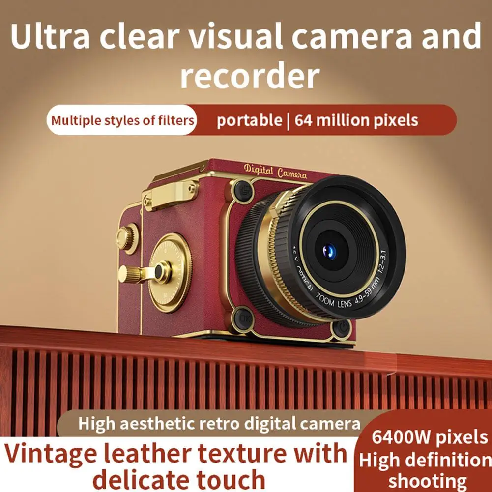 

Ретро-камера 4K с двумя объективами, отражающей свет CCD-матрицей, легкая и портативная, с разрешением 26,4 мегапикселя.