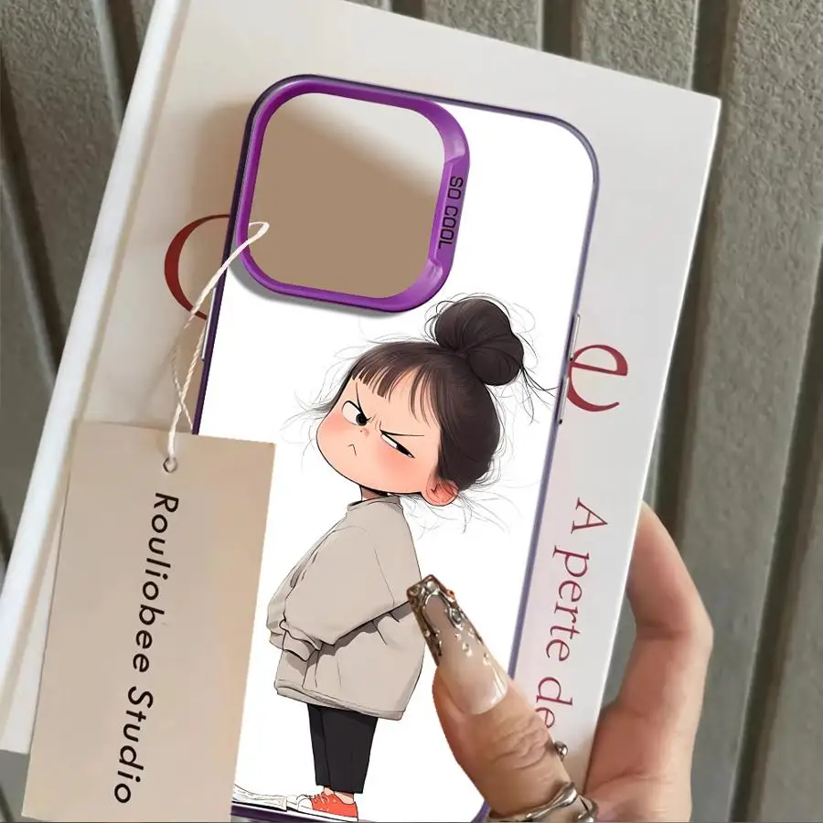 

Case for iPhone 17 Pro Max XR 12 14 15 Plus 13 Pro XS Air 16 11 Back Phone Cover Cute Angry Girl