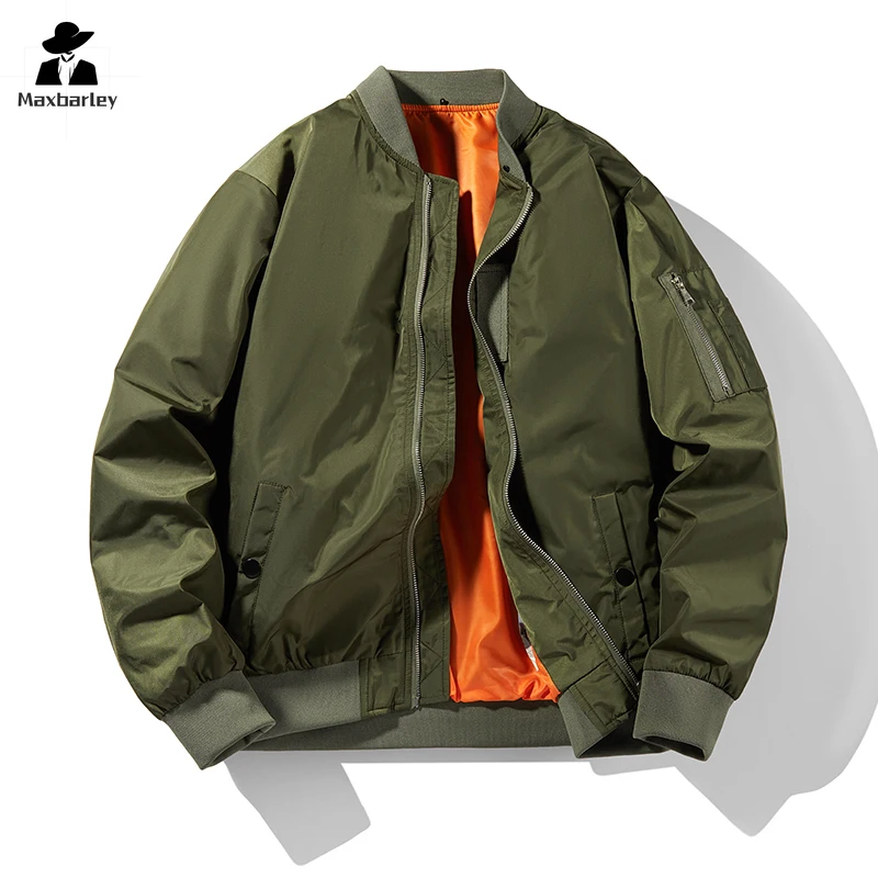 Autumn Cargo Jacket Men's Korean Style Fashionable Brand Loose Baseball Suit Coat Couple's Vintage Army Green MA1 Cargo Jacket