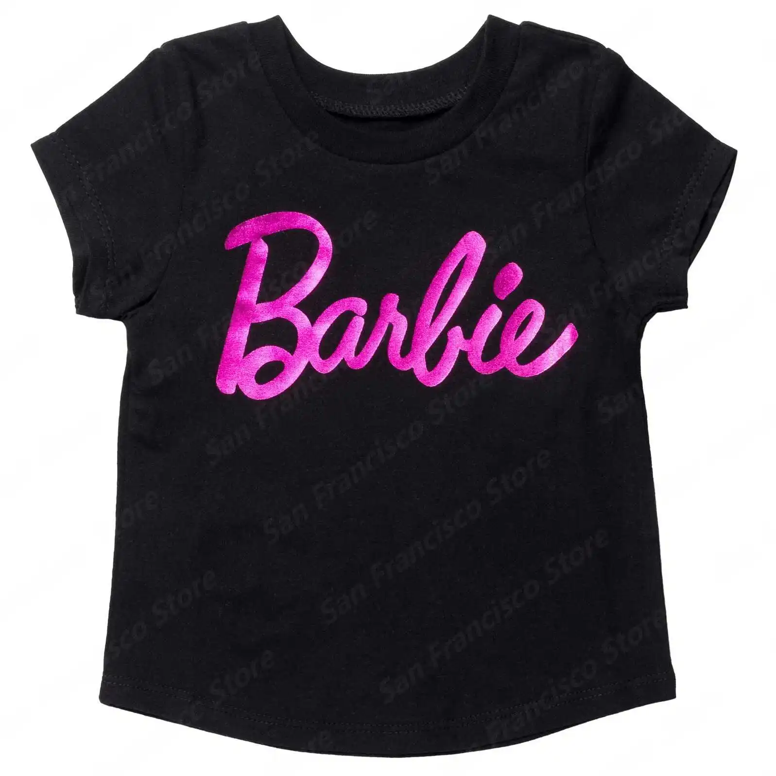 Summer New Hot Sale Barbie Logo Girl Graphic Fashion T-Shirt KID/Adult Casual O-Neck Parent-Child Short Sleeve Kids To Older Kid