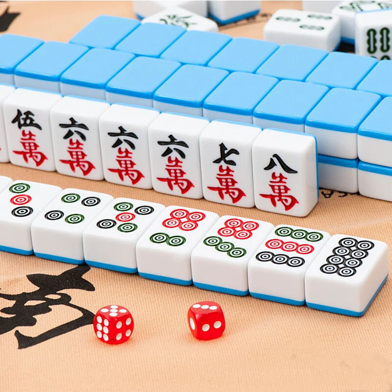 26mm Mini Mahjongs Board Game Portable Travel Set 144pcs Chinese Mahjongs Classic Traditional Chinese Family Party Tabletop Toys