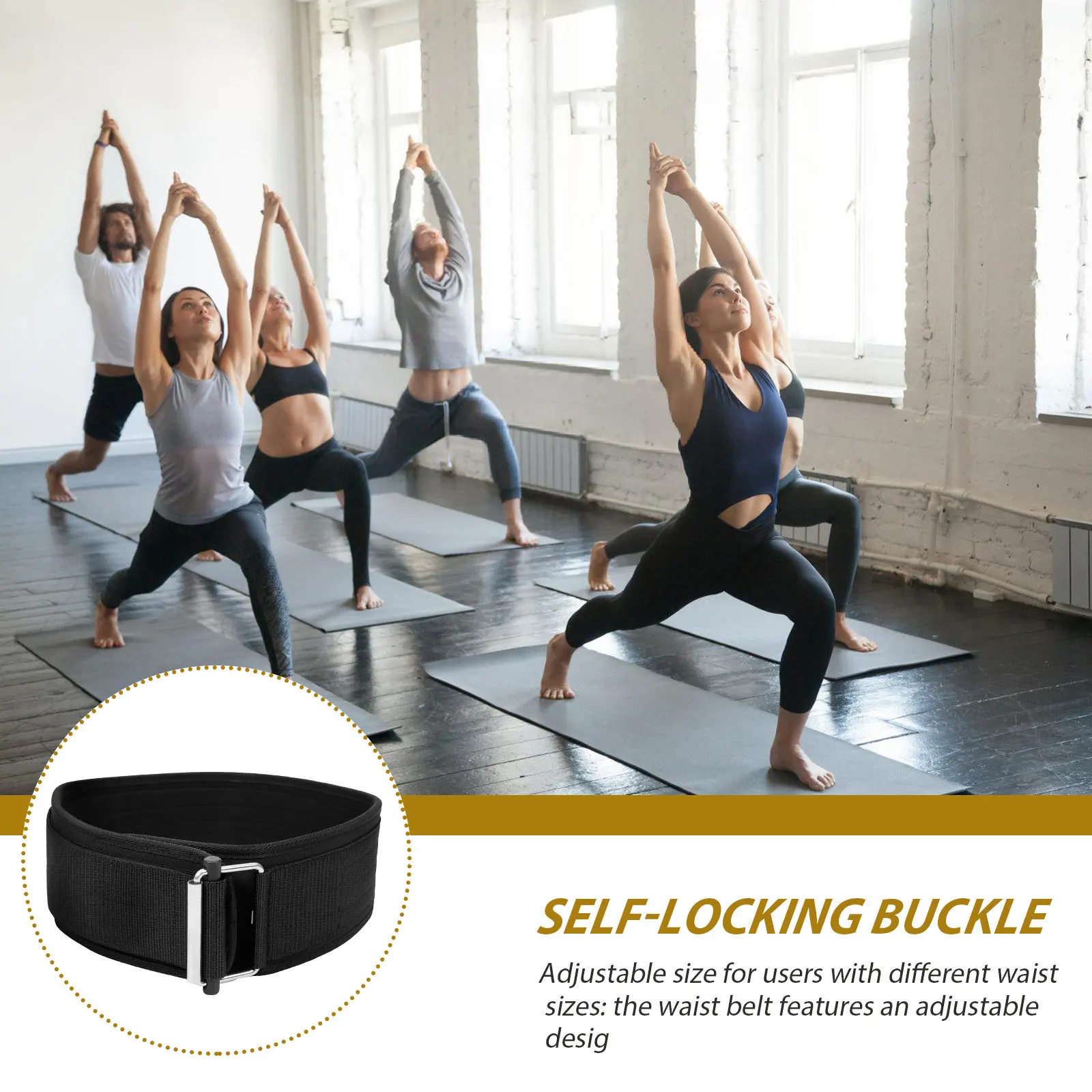 Fitness Weightlifting Waist Belt Adjustable Polyester Fiber Self-Locking Buckle Waist Support for Weightlifting Gym Bodybuilding
