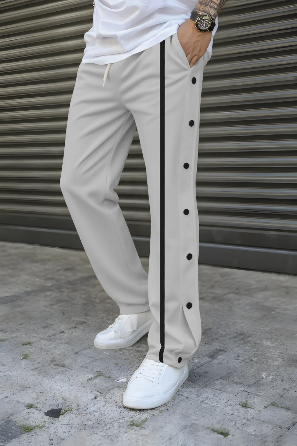 NewMen'strousers-Spring/autumn Casual Sportswear Pants-Fashionable Striped Design-Side Button Decoration-High street Men's Pants