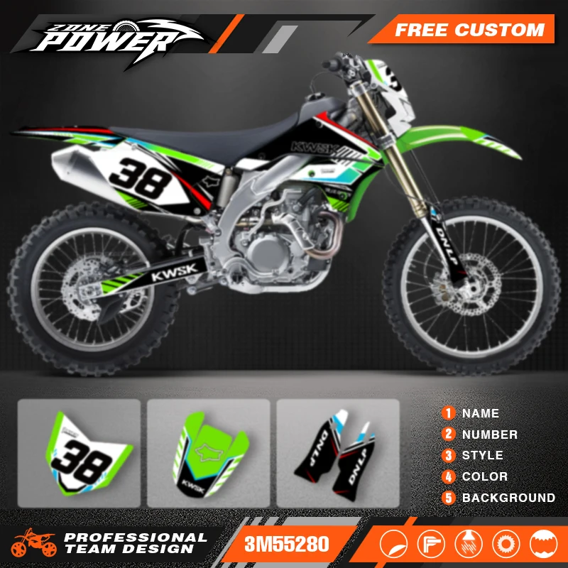 

Powerzone For Kawasaki Custom Motorcycle Graphic Decal Stickers Kits For Kawasaki KLX450R 2008-2020 Number Name Customize