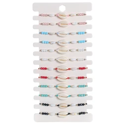 12 pz/set Bohemia Beaded Natural Shell bracciali corda braccialetto regolabile gioielli da spiaggia regali per le donne ragazze braccialetto Set