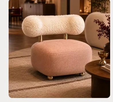 Backrest bedroom pink teddy fabric decorative terry cloth casual sofa chair