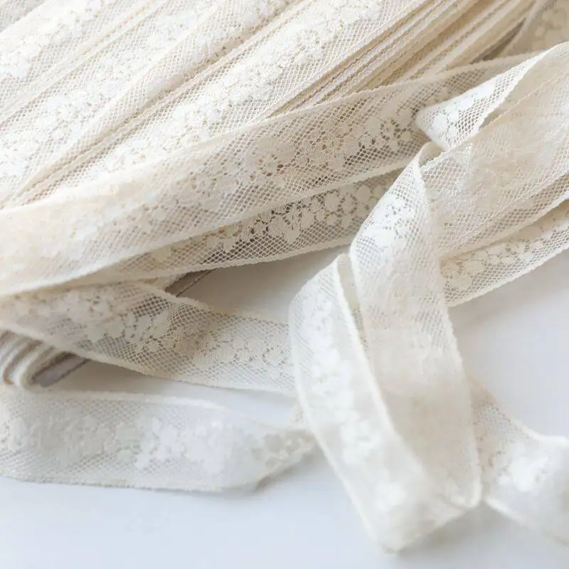 Beige Cotton Cloth Lace Ribbon, Sewing Trim, Home Party Decoration, DIY Clothes, 2.5cm, 2Yards/Lot