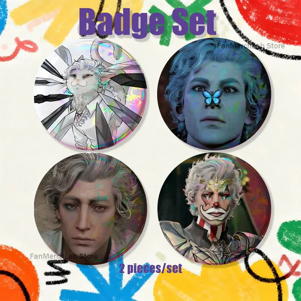 

B-Baldur A-Astarion Brooches for Backpack Accessories 25,32,44,58,75mm Round Enamel Pins 2-piece set Cartoon Anime Badge