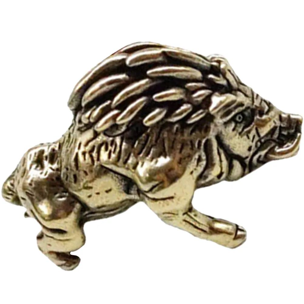 Premium Brass Pig Statue Retro Desktop Decoration Novel Piggy Shape Ornament Home Office Store Mall Tabletop Golden Animal