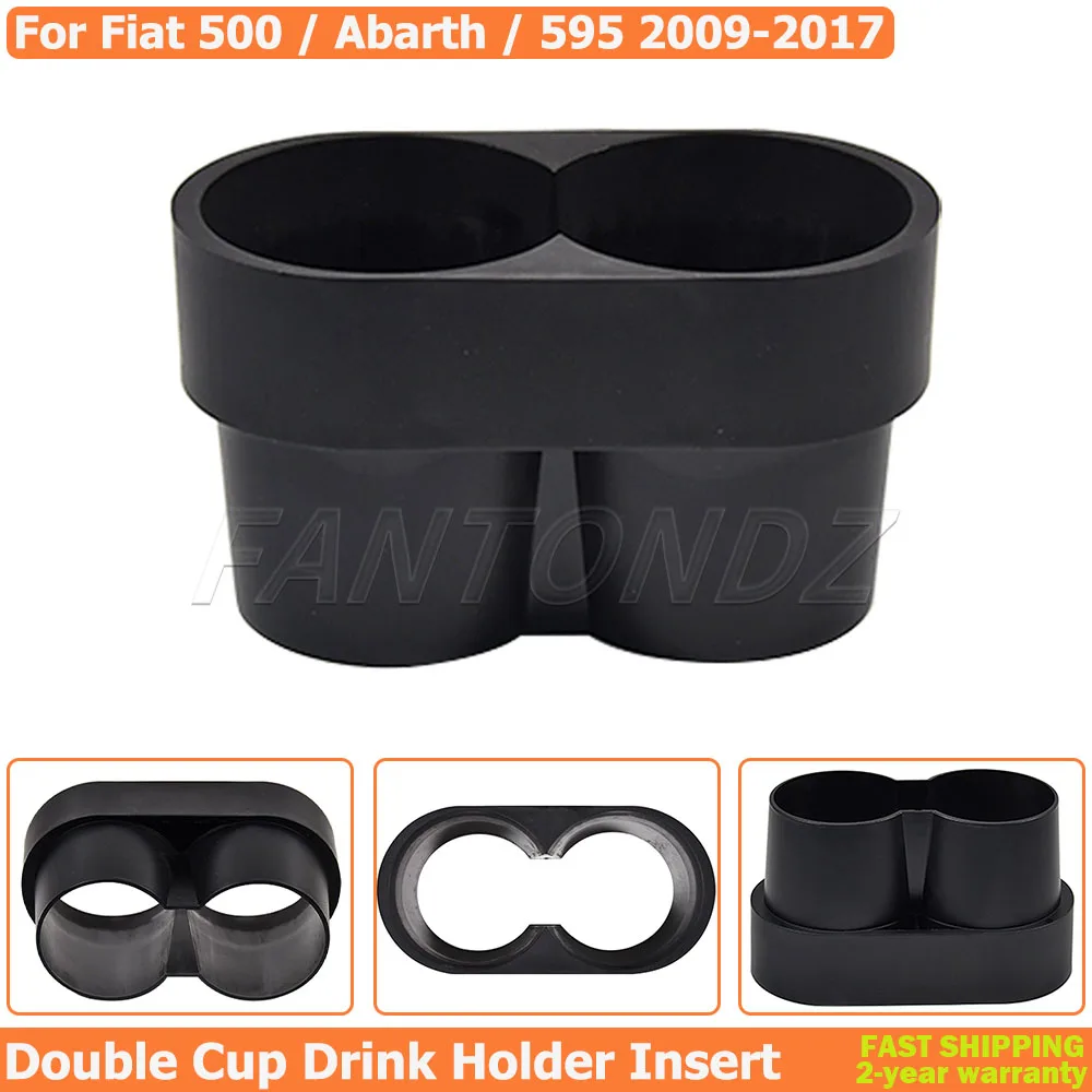 

Двойной держатель для стаканов для Fiat 500 Abarth 595 2009-2017, черный, для центральной консоли, для хранения напитков, из АБС-пластика, сменная деталь
