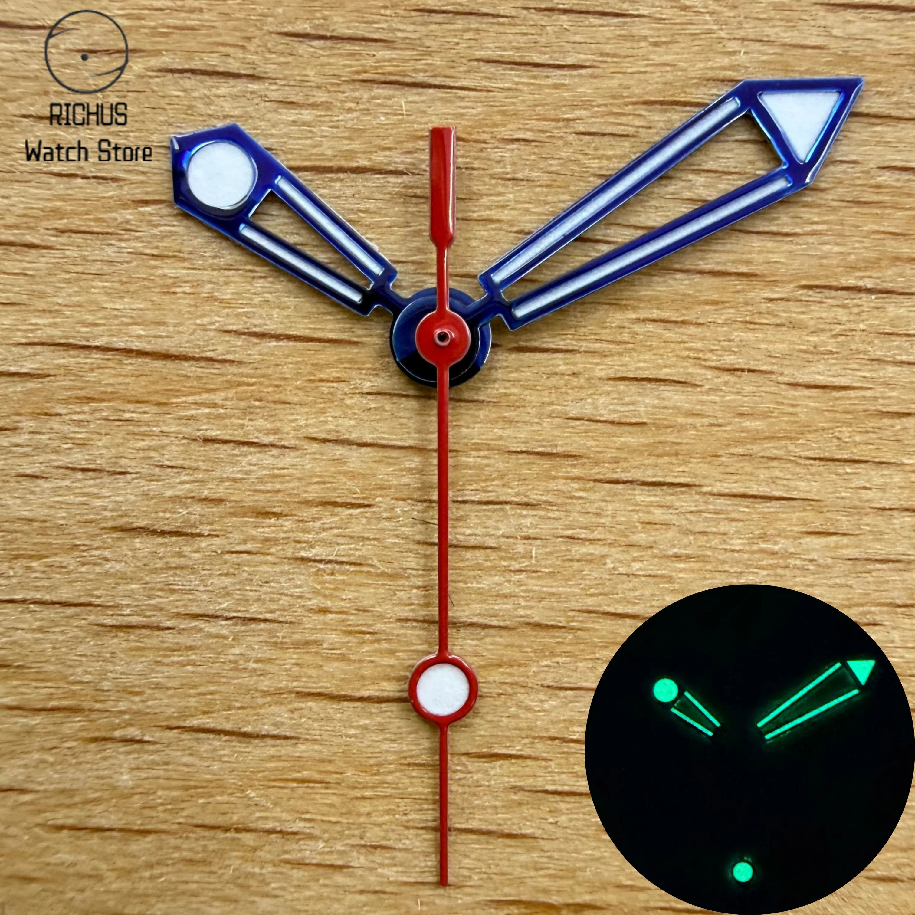 Silver Skeleton Watch Hands Green Luminous For VH31 Quartz Sweep Second Movement Replacement Repair Pointer Accessories