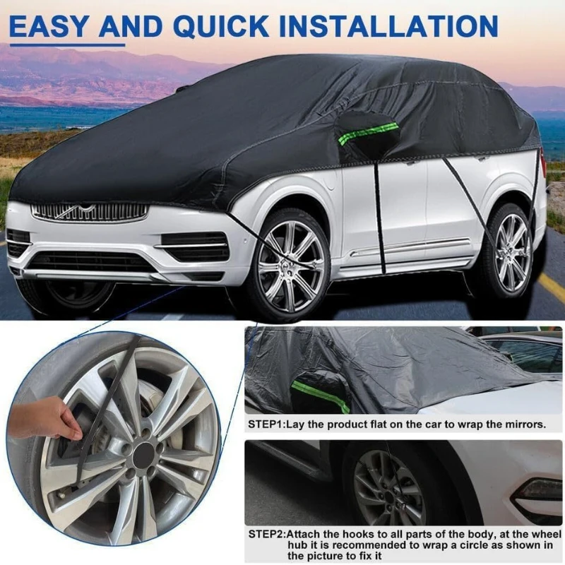

Universal Car Half Hood Roof Cover Sun Rain Uv Protection Dustproof Snowproof Car Accessories Oxford Thickened Car Sun Shade