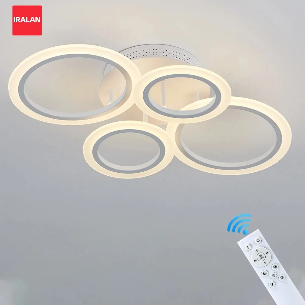 

IRALAN Minimalist Ceiling Lamps Remote Control APP 3-color Dimming LED Ceiling Lights Fixtures Led Luster Bedroom Chandelier