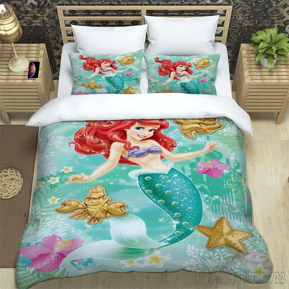 Disney Little Mermaid Duvet Cover Set HD Comforter Cover for Kids Bedding Sets Bedclothes Bedroom Decor