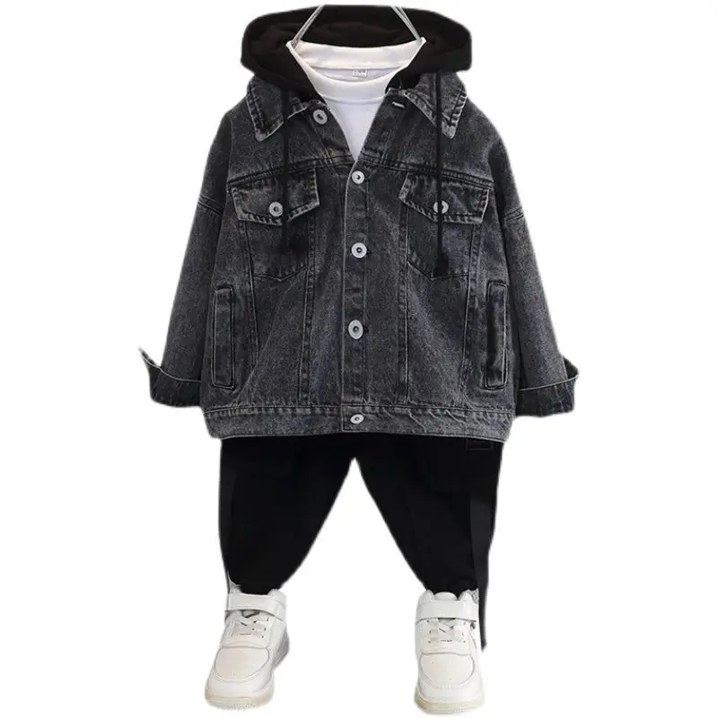 Boy  Denim Jackets kids jeans coat Children hooded Outerwear clothing Spring Autumn boy hooded sport Clothes For 3-12T kids