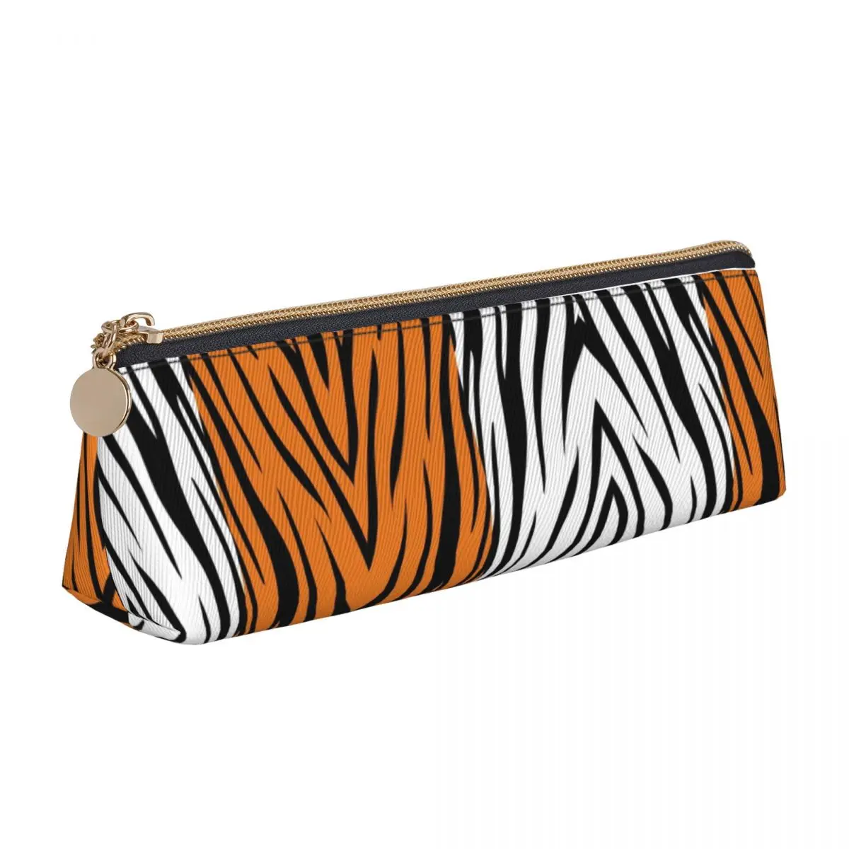 Tiger Stripes Pencil Case Two Tone Back To School Pencil Cases Triangle Boy Girl Retro Portable Pencil Pouch School Stationery